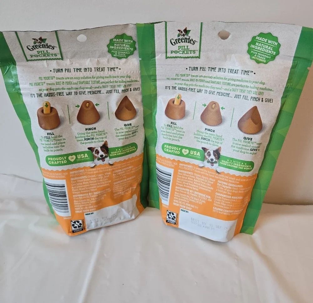 Two-Pack Greenies Pill Pockets (Chicken Flavor, Capsule Size) – Exp. 9/2026